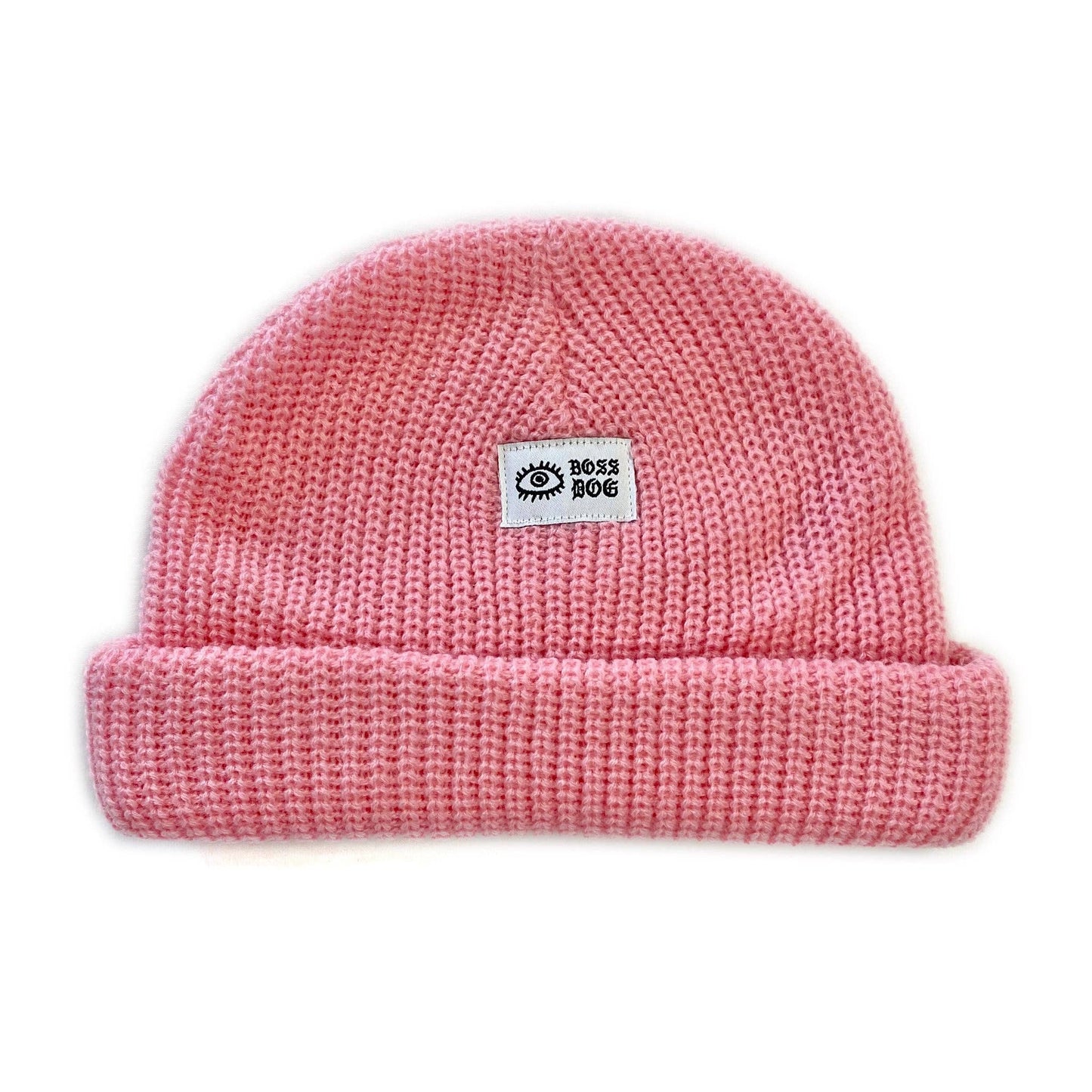 Pink Double Roll Boss Dog Beanie