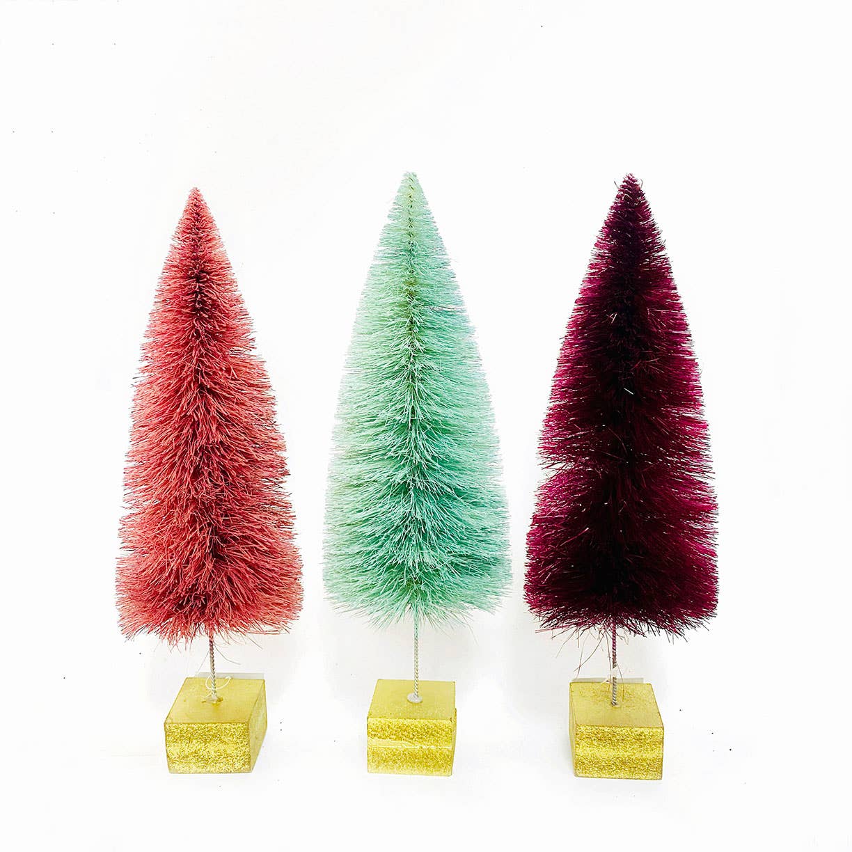 Assortment of six - 12" Modern Holiday Bottlebrush Trees
