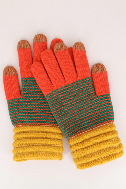 Multi Color Knit Pattern Gloves