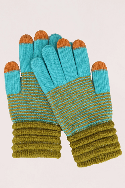 Multi Color Knit Pattern Gloves