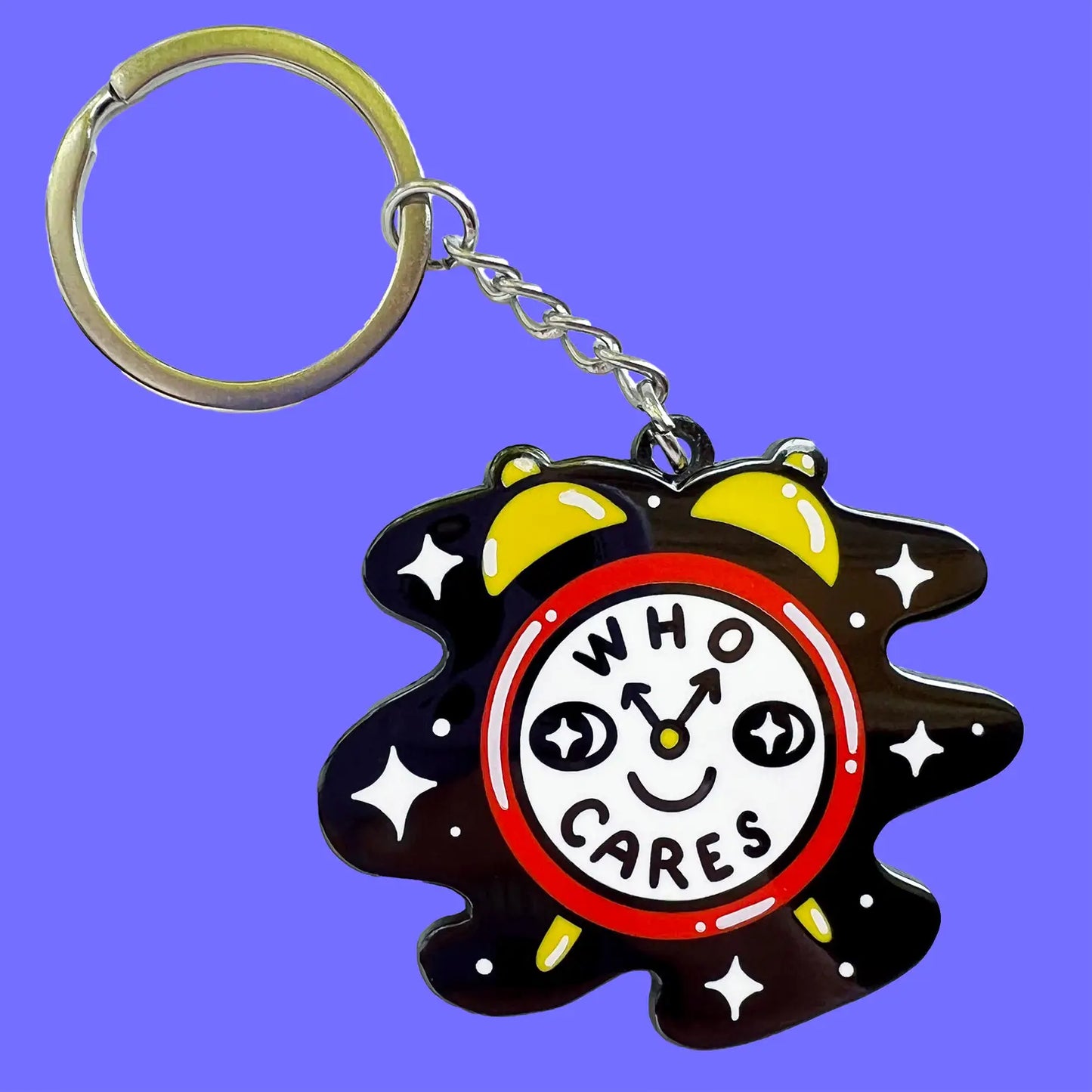 Wokeface Who Cares Clock Keychain