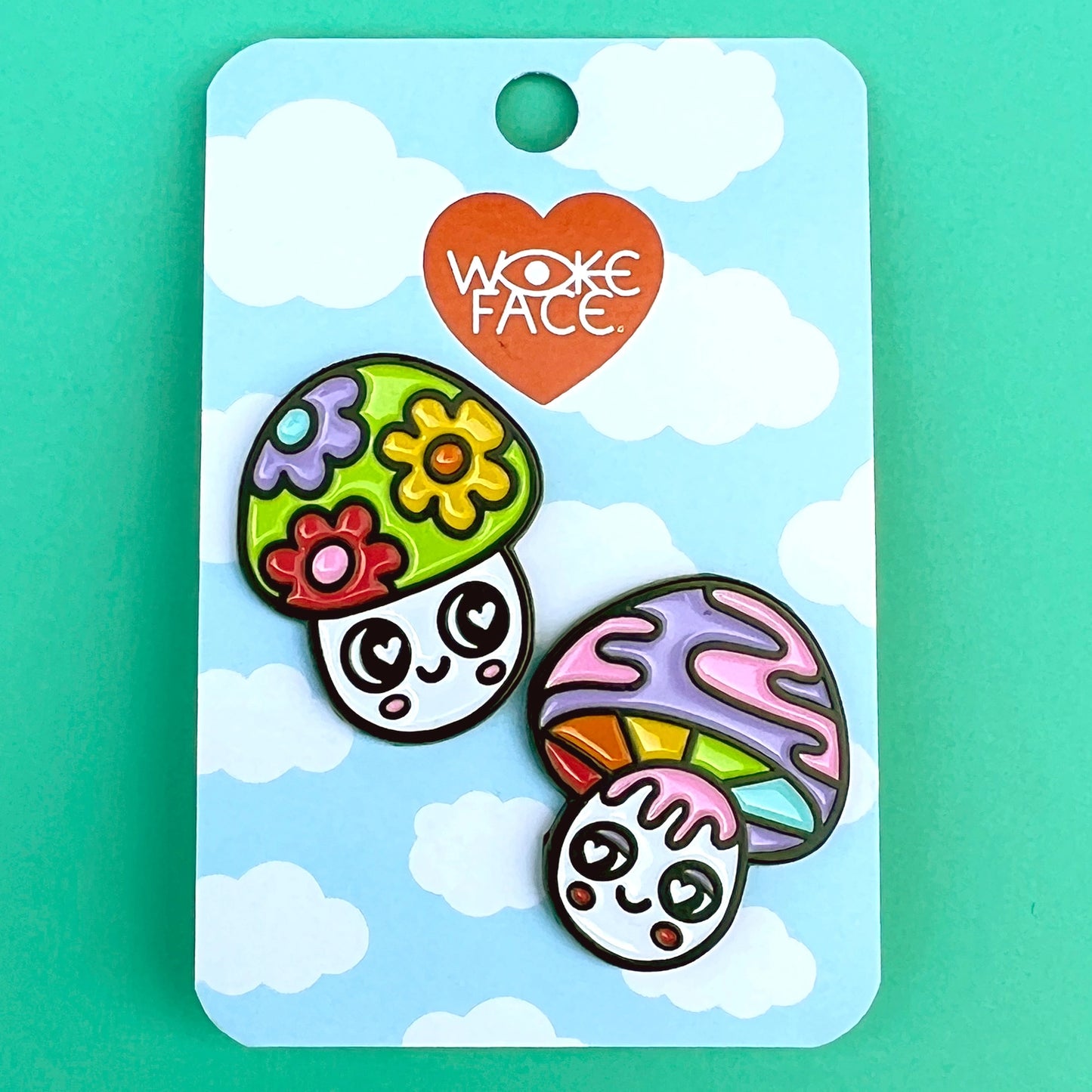 Wokeface Mushroom Pin Set