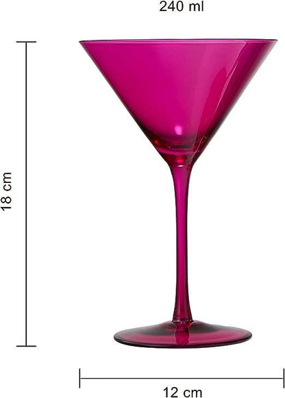 Hot Pink Martini Glasses Set of 2