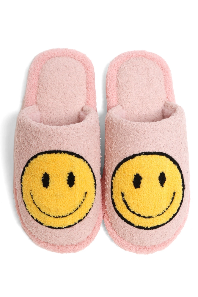 Happy Face Slippers - Pink