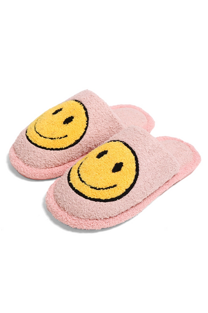 Happy Face Slippers - Pink