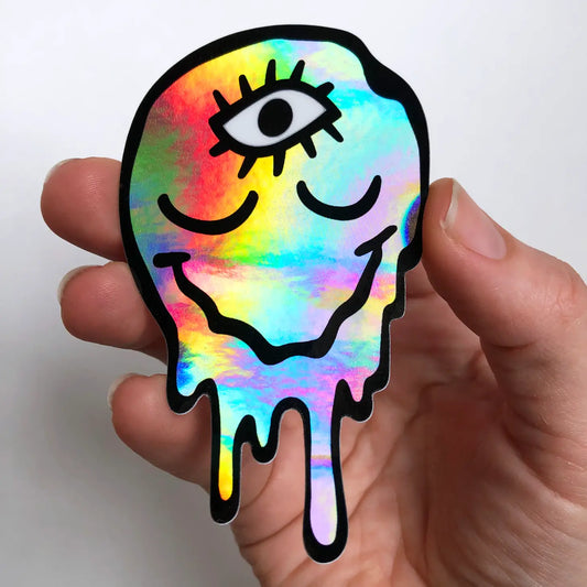 Drippy Melt face Holographic Sticker