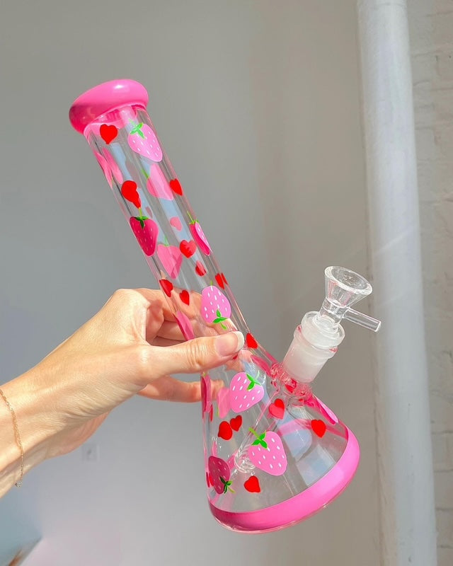 Kawaii Hand-Painted Strawberry Bong
