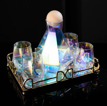 Diamond Iridescent Decanter, Tray & Glasses Set