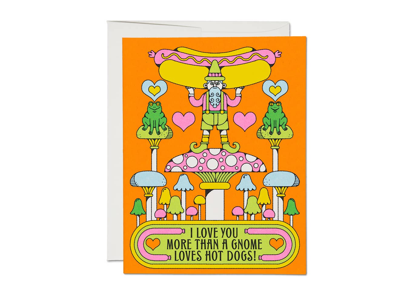 Gnomes Love Hot Dogs greeting card