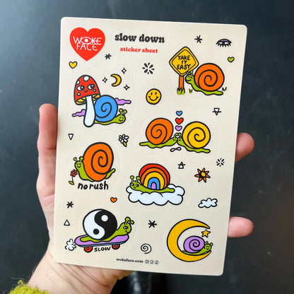 Slow Down WokeFace Sticker Sheet