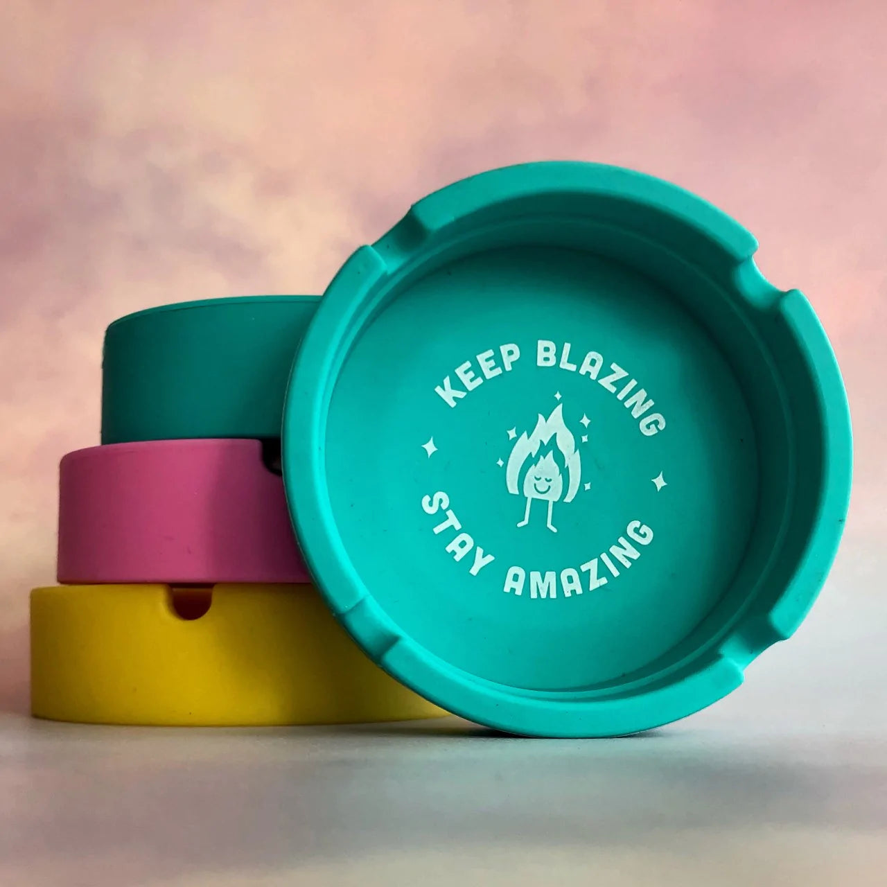 Keep Blazing Stay Amazing Teal Silicone Ashtray